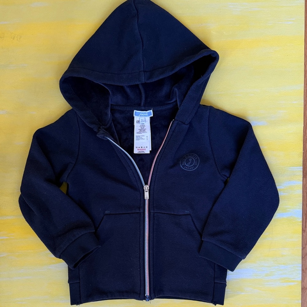 Jacadi Paris Kids Navy Hoodie Jacket Size 6A Soft Layer